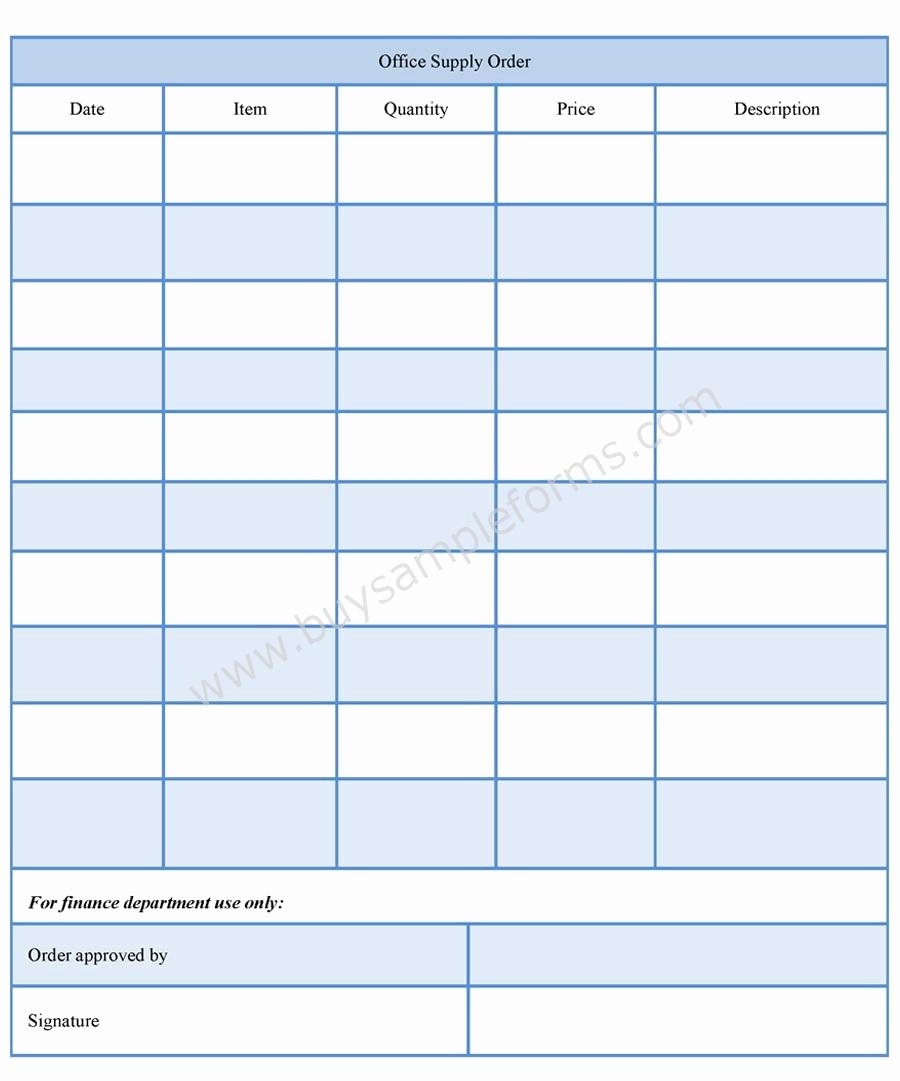 Supply order form Template Inspirational Fice Supply order form Sample forms