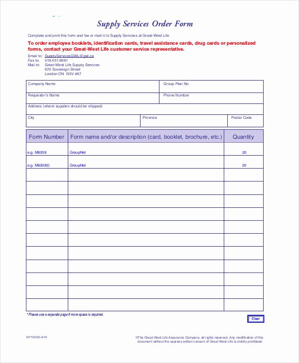 Supply order form Template Inspirational Free 35 Service form In Templates