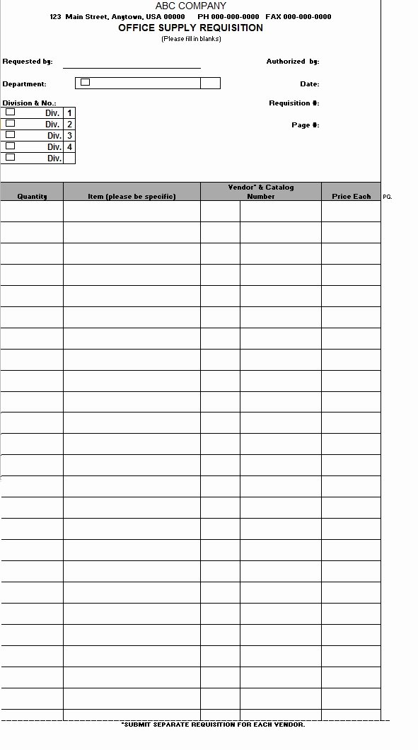 Supply order form Template Lovely Fice Supply Requisition form Template Sample