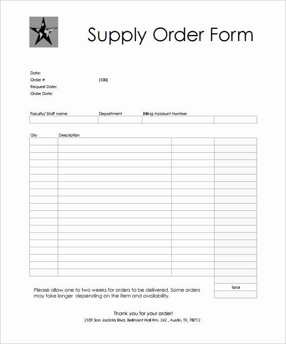 Supply order form Template Luxury 29 order form Templates Pdf Doc Excel