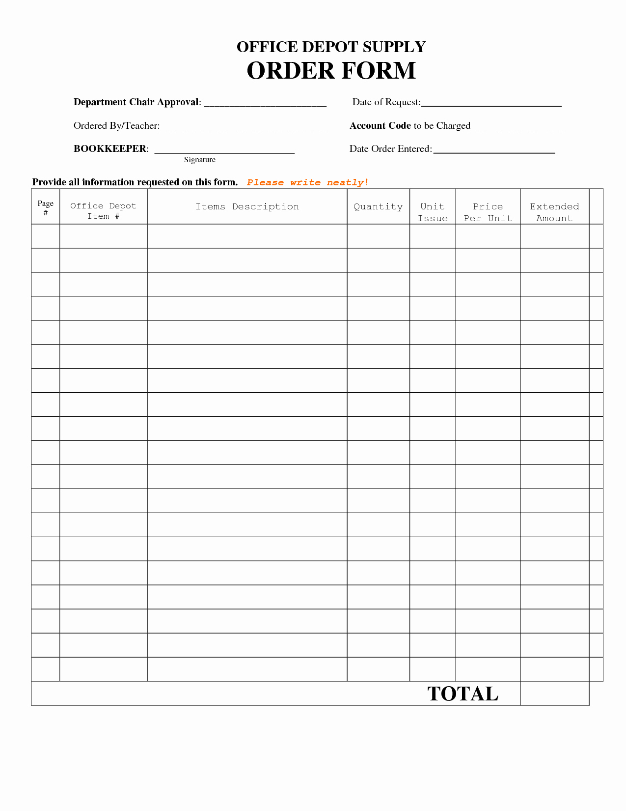 Supply order form Template Luxury Best S Of Standard Fice Supply order form Fice