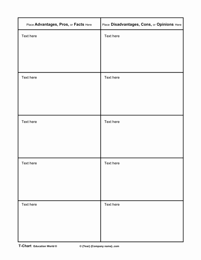 T Chart Template Pdf Fresh T Chart Template In Word and Pdf formats
