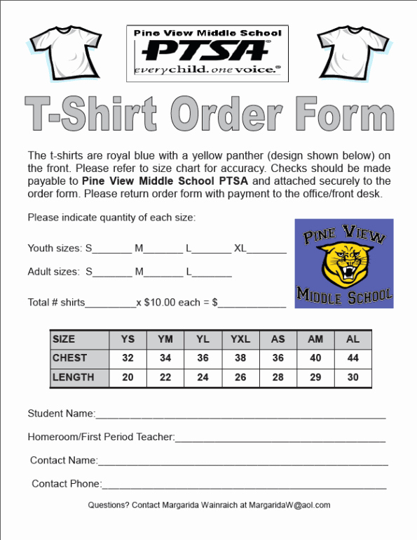 T Shirt form Template Lovely Printable T Shirt order forms Templates Excel Template