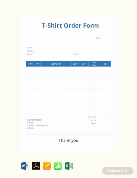 T Shirt order forms Templates Lovely Free Blank T Shirt order form Template Pdf