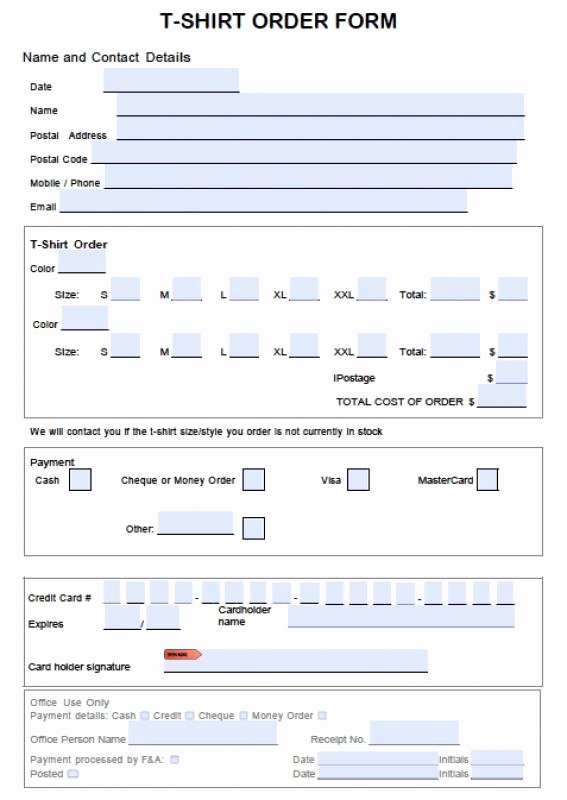 T Shirt order forms Templates Lovely T Shirt order form Template Microsoft Word