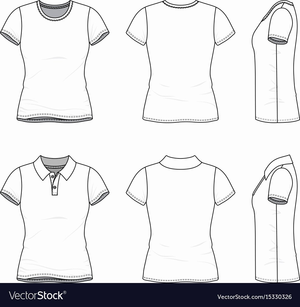 T Shirt Template Pdf Best Of Templates Of Female T Shirt and Polo Shirt Vector Image
