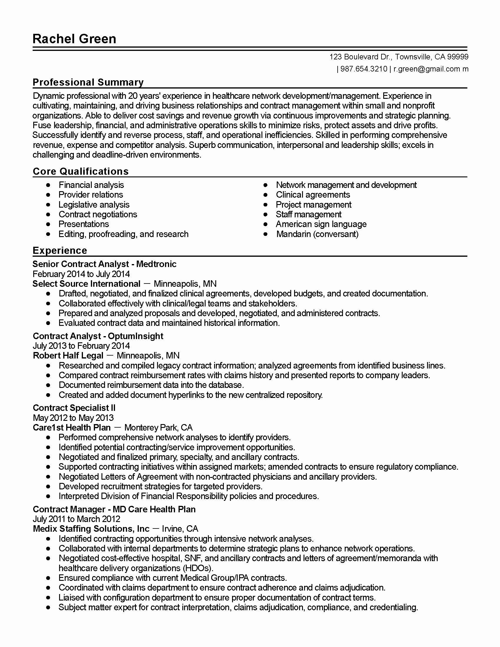 Talent Management Contract Template Lovely Professional Senior Healthcare Contract Analyst Templates