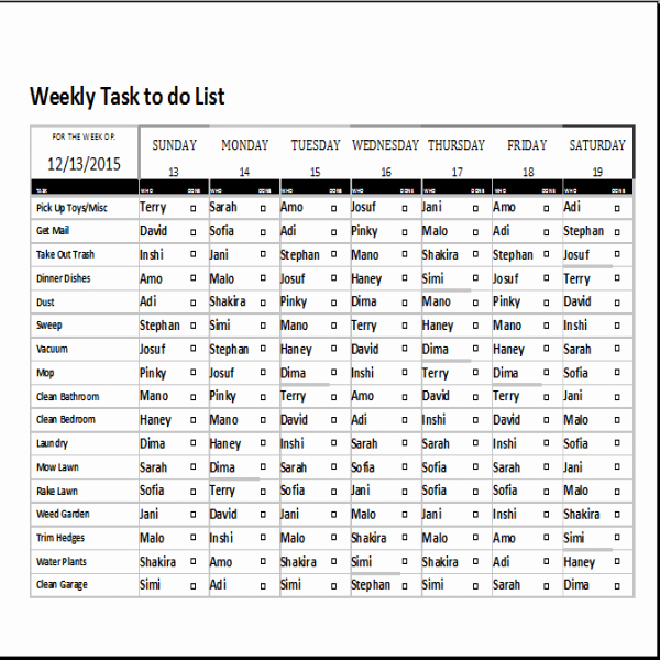 Task List Template Word Luxury Weekly Task List Template Excel