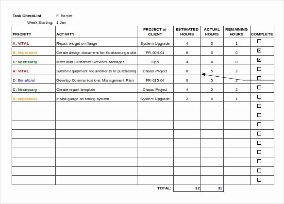 Task List Template Word New Checklist Template Excel