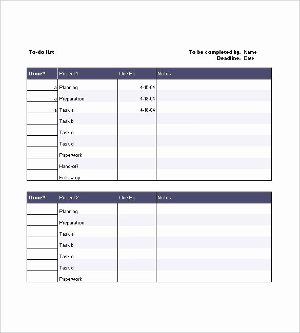 Task List Template Word Unique Project Task List Template 10 Free Word Excel Pdf