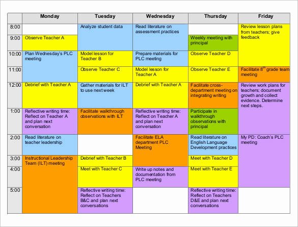 40 Teacher Daily Schedule Template Markmeckler Template Design