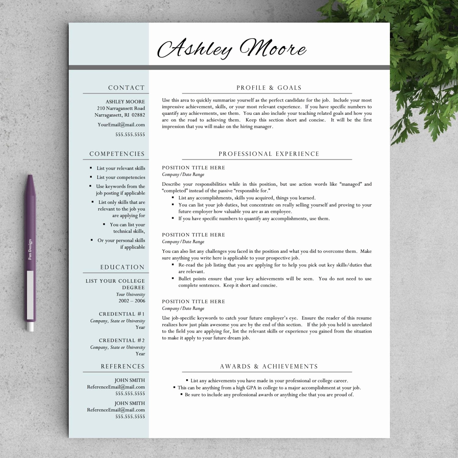 Teacher Resume Template Word New Teacher Resume Template for Word &amp; Pages 1 by