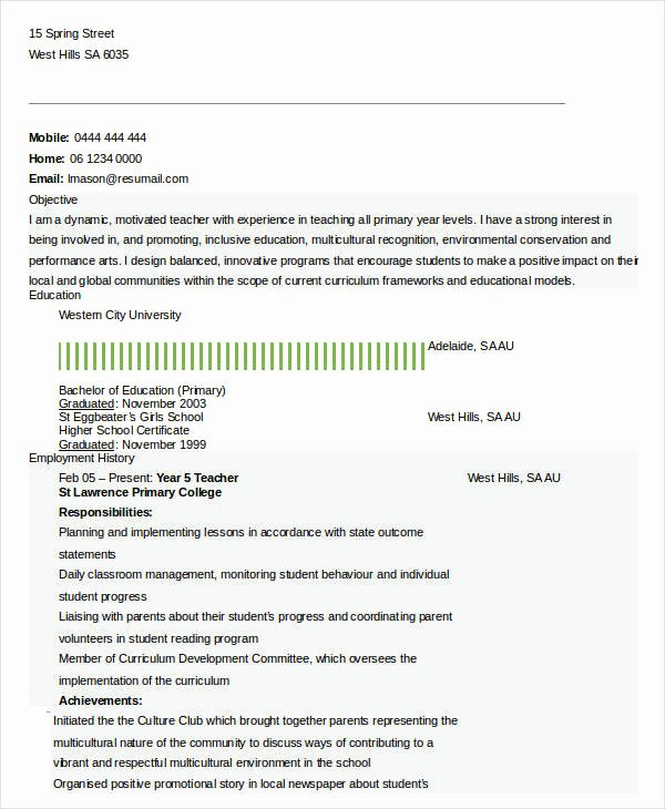 Teacher Resume Template Word Unique Resume In Word Template 24 Free Word Pdf Documents