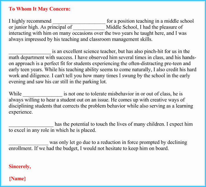 Teaching Letter Of Recommendation Template Awesome Teacher Re Mendation Letter 20 Samples Fromats