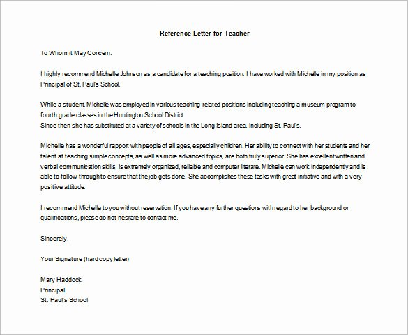 Teaching Letter Of Recommendation Template Best Of Letter Of Re Mendation for Teacher – 12 Free Word