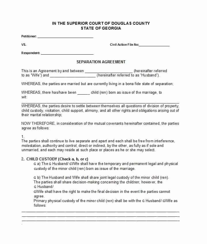 Template for Separation Agreement Beautiful 43 Ficial Separation Agreement Templates Letters