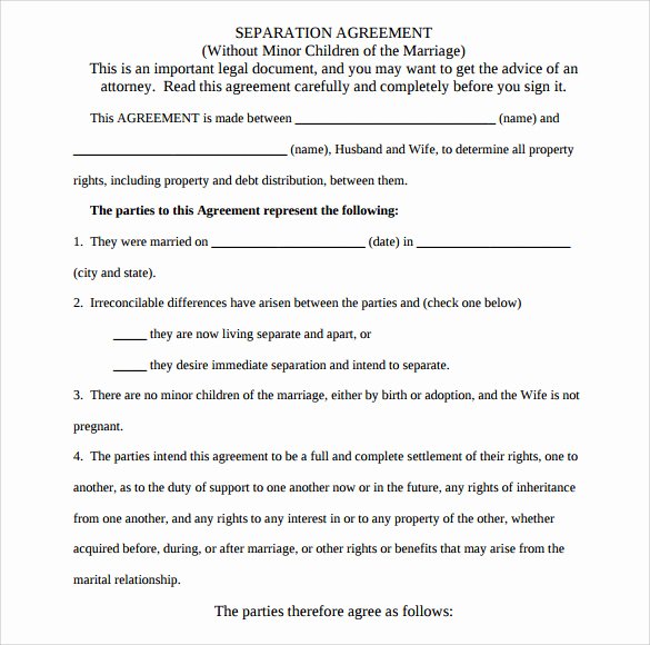 Template for Separation Agreement Best Of Sample Separation Agreement 9 Documents In Pdf Word