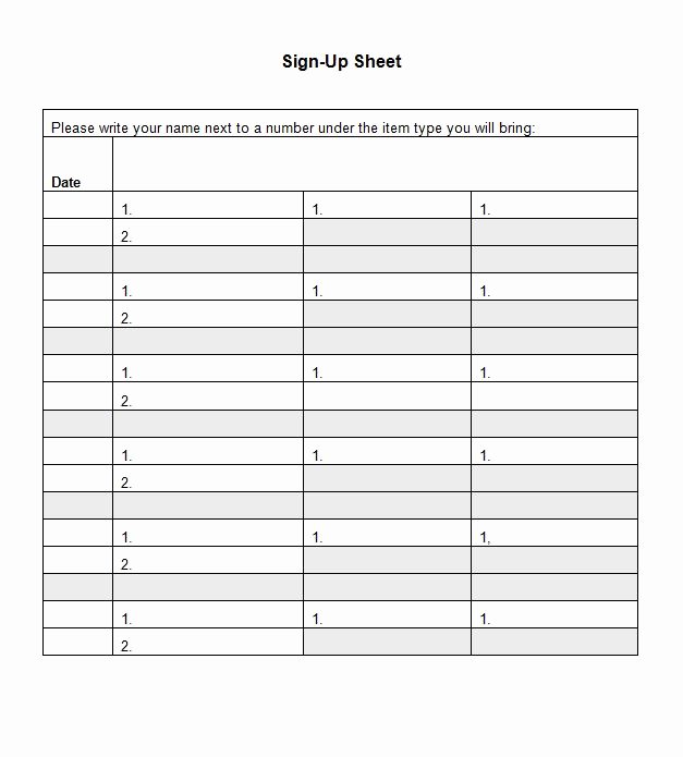 Template for Sign Up Sheet Inspirational 40 Sign Up Sheet Sign In Sheet Templates Word &amp; Excel