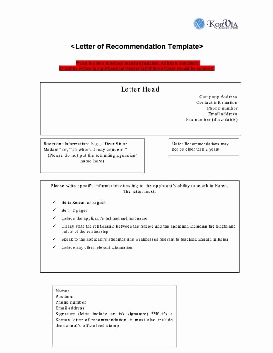 Template Letter Of Recommendation Lovely 43 Free Letter Of Re Mendation Templates &amp; Samples