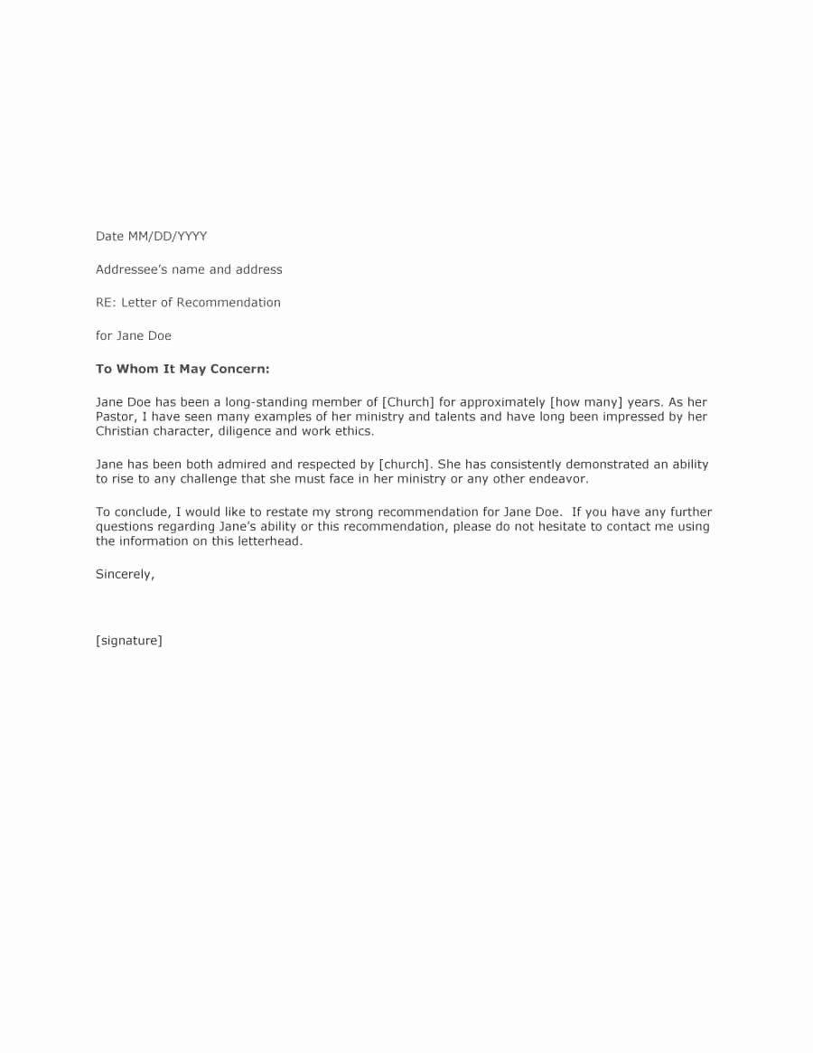 Template Letter Of Recommendation Luxury 43 Free Letter Of Re Mendation Templates &amp; Samples