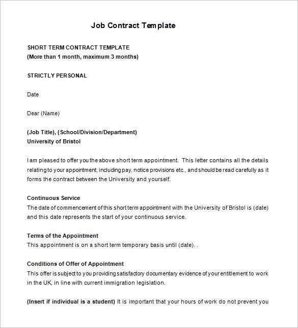 Temporary Employment Contract Template Luxury 18 Job Contract Templates Word Pages Docs