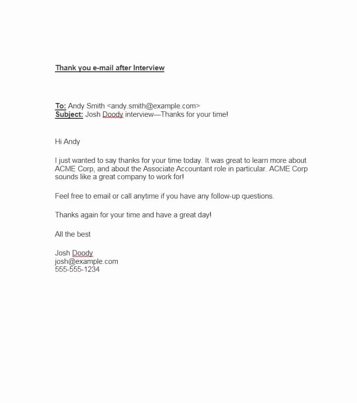 Thank You Email Template Fresh 40 Thank You Email after Interview Templates Template Lab