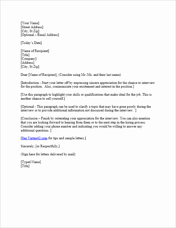 Thank You Letter Templates Awesome Free Interview Thank You Letter Template