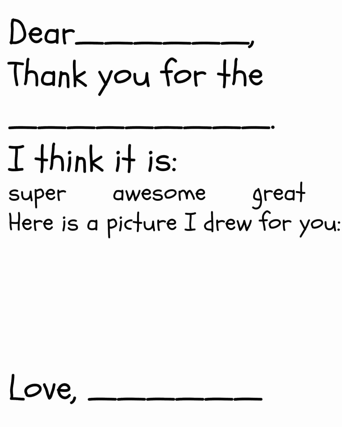 Thank You Letter Templates New Kid S Thank You Card Printable