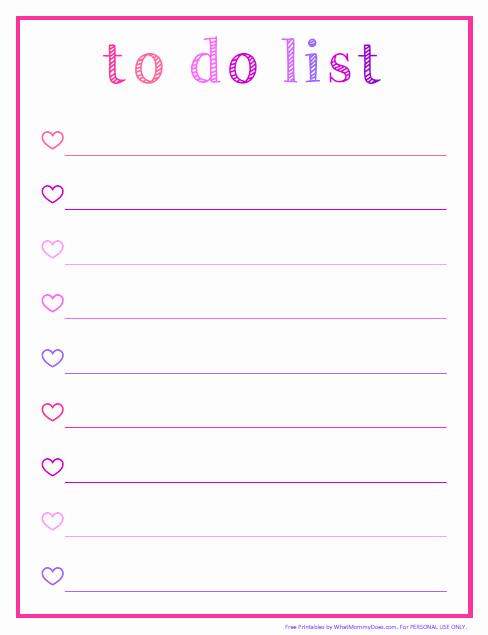 To Do List Template Free Inspirational Pretty to Do List – Pink &amp; Purple Ombre Printable