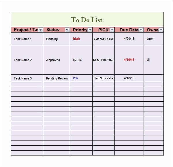 To Do List Templates Excel Awesome Free 16 Sample to Do List Templates In Word Excel