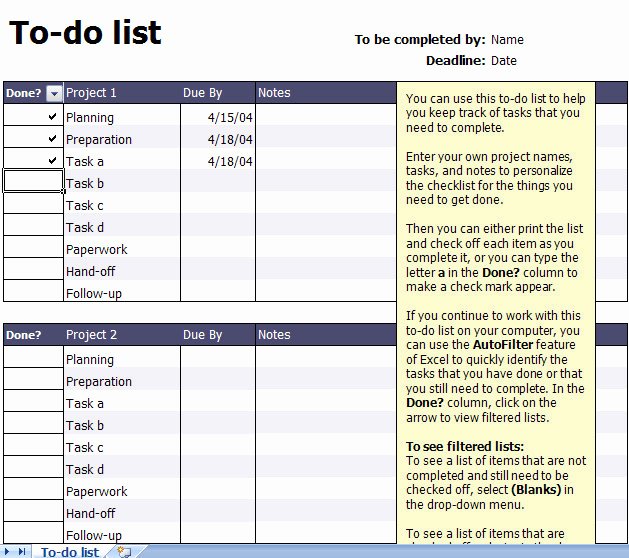 To Do List Templates Excel New organization Excel Templates