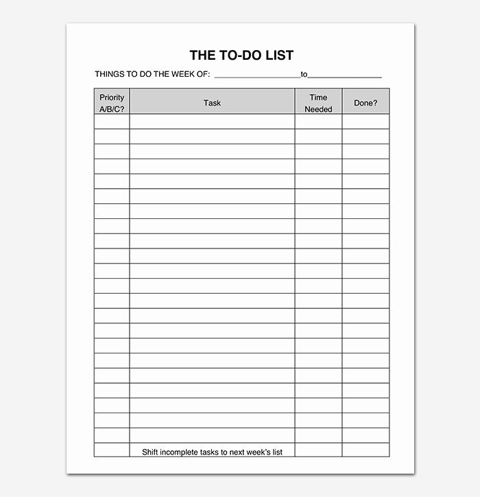 To Do List Templates Excel New Things to Do List Template 20 Printable Checklists