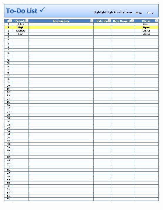 To Do List Templates Excel Unique Free Excel to Do List Template Download