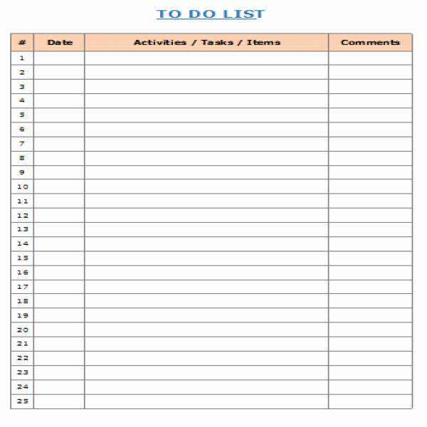 To Do List Templates Excel Unique to Do List