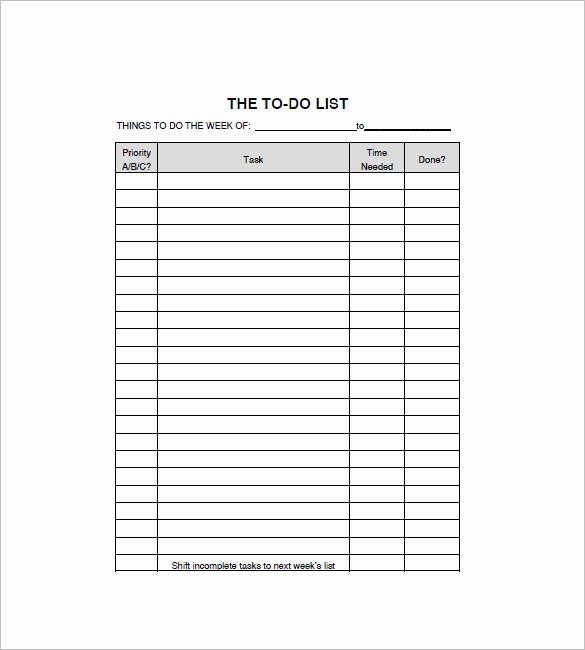To Do List Word Template Best Of to Do List Template 13 Free Word Excel Pdf format