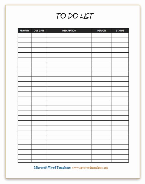 To Do List Word Template Best Of to Do List Template