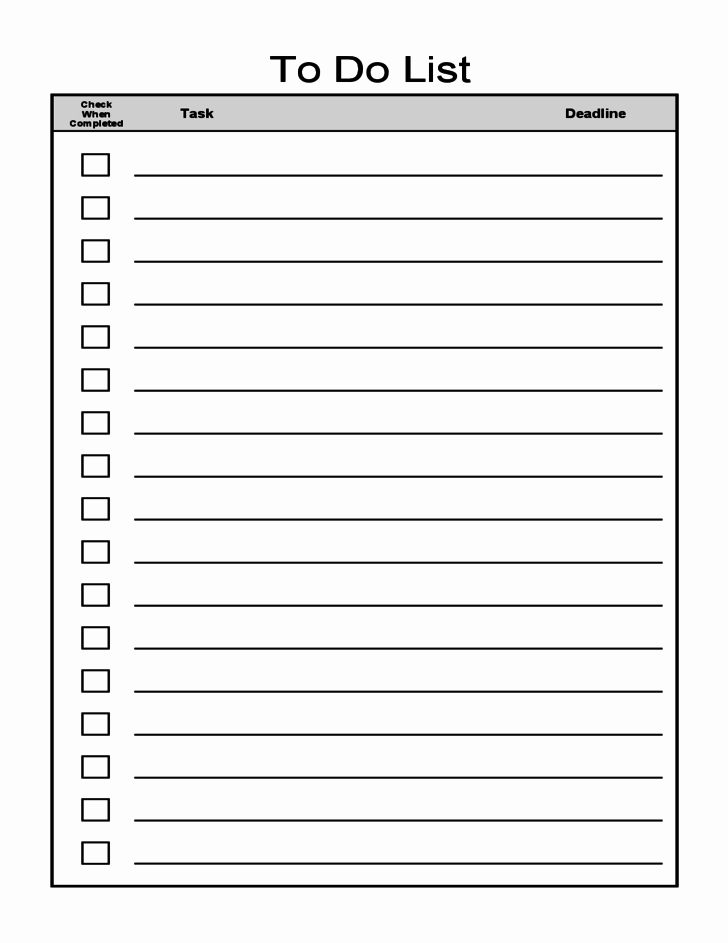 To Do List Word Template Fresh to Do List Template