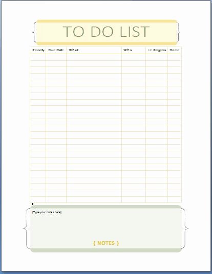 To Do List Word Template Lovely Ms Word Personal Tasks to Do List Template
