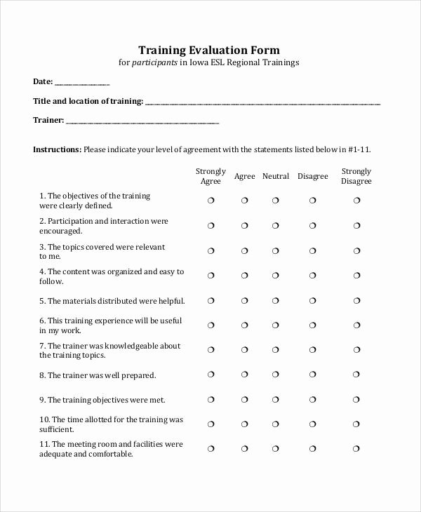 Training Evaluation form Template Awesome Evaluation form Example