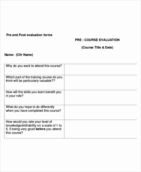 Training Evaluation form Template Fresh Free 26 Training Evaluation form Templates
