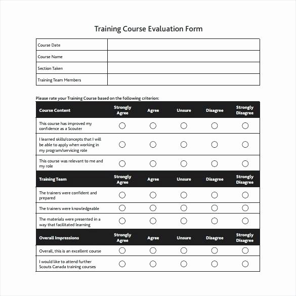 Training Evaluation form Template Fresh Sample Training Evaluation form – Pdgroup