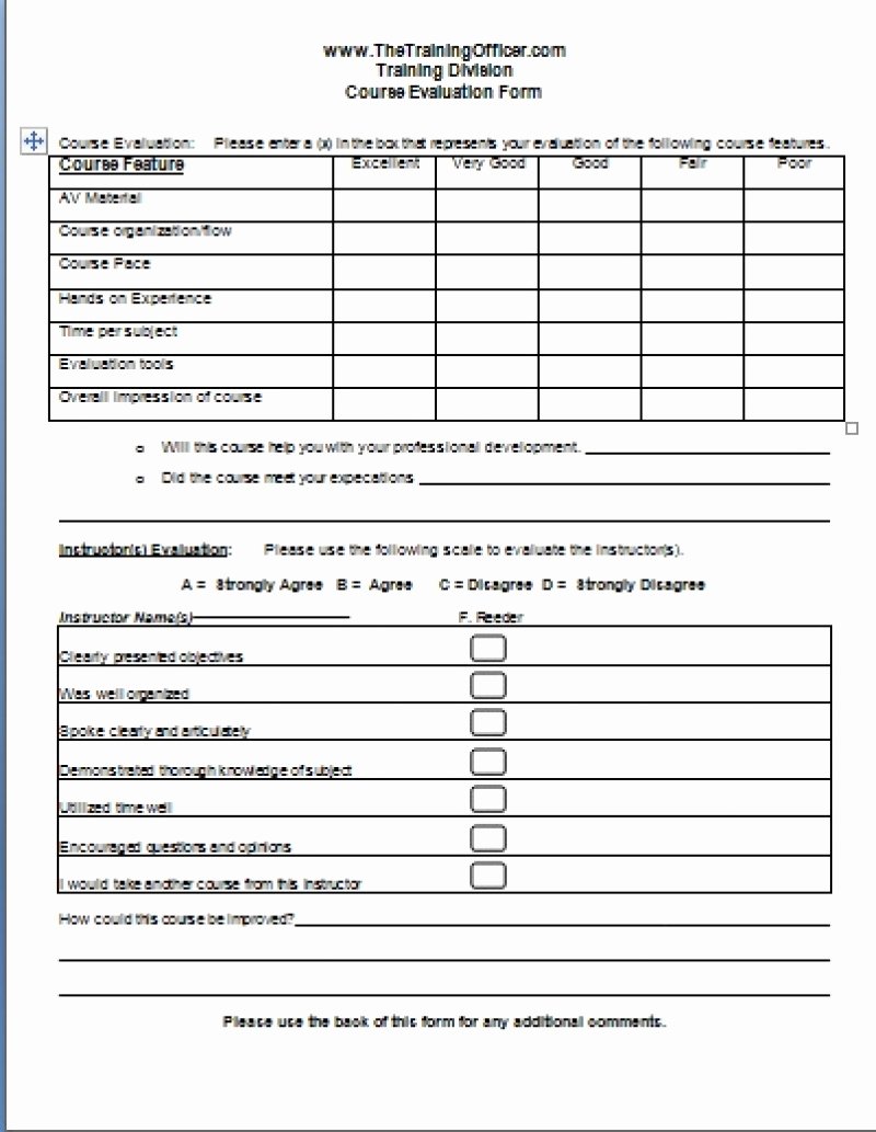 Training Evaluation form Template Lovely 9 Best S Of Safety Feedback form Template Safety