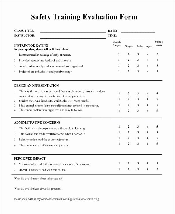 Training Evaluation form Template Luxury Sample Training Evaluation form 9 Free Documents In Pdf