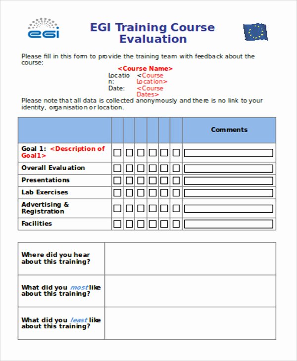 Training Evaluation form Template Luxury Sample Training Evaluation form In Doc 10 Examples In Word