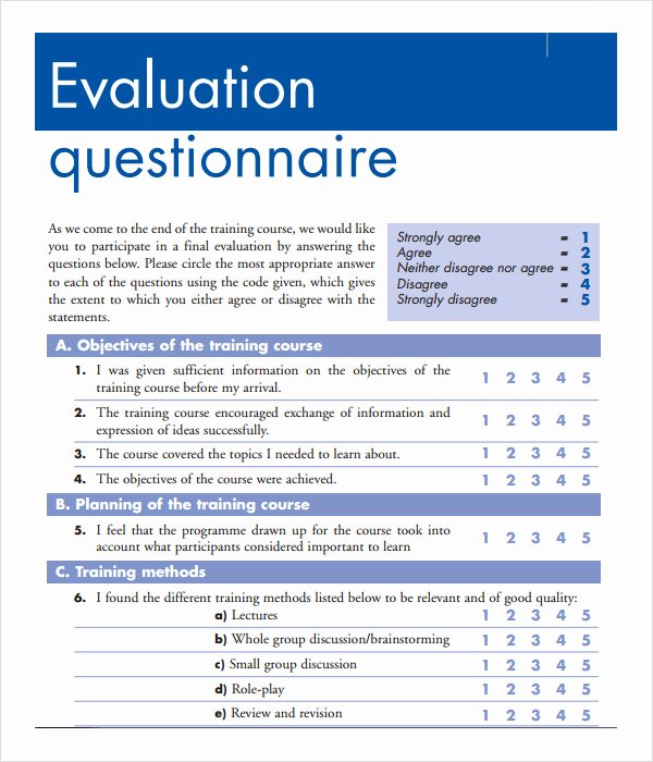 Training Evaluation form Template Unique Free 15 Sample Training Evaluation forms In Pdf