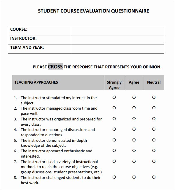Training Evaluation form Template Unique Free 4 Sample Course Evaluation Templates In Pdf