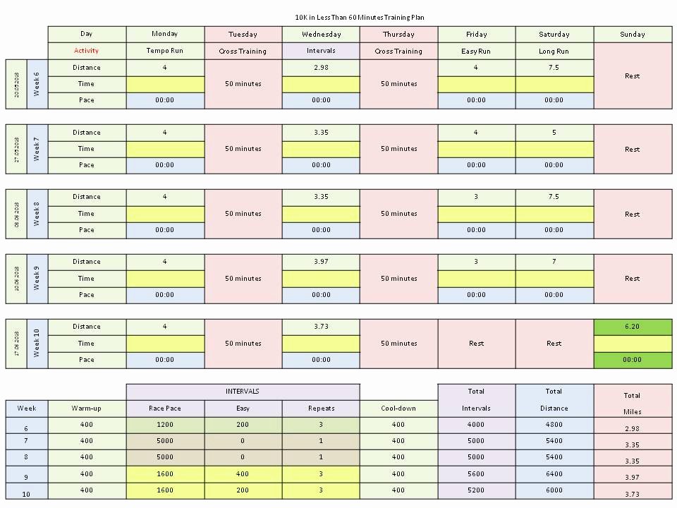 Training Plan Template Excel Unique Excel Running Plan