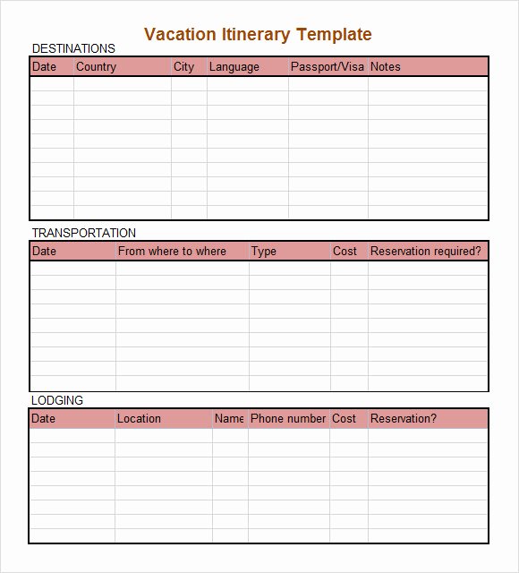 Travel Itinerary Template Word Fresh Sample Daily Itinerary 7 Documents In Pdf Word Excel