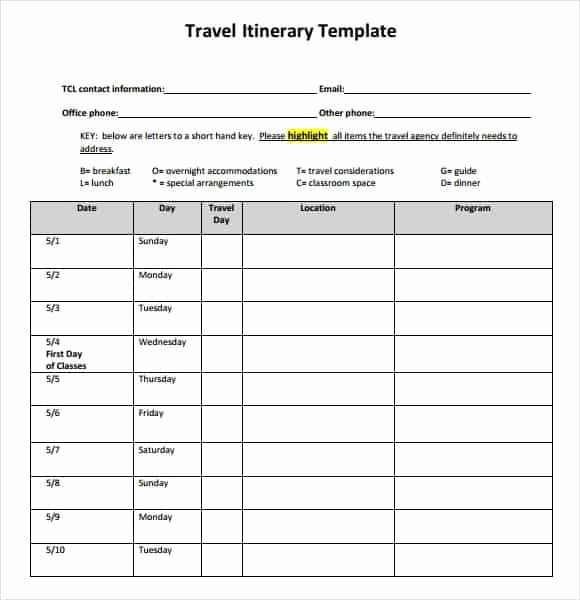 Travel Itinerary Template Word Unique Travel Itinerary Templates