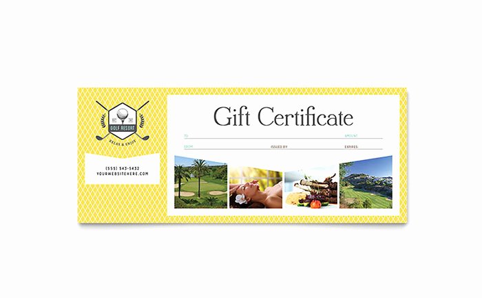 Vacation Gift Certificate Template Awesome Golf Resort Gift Certificate Template Word &amp; Publisher